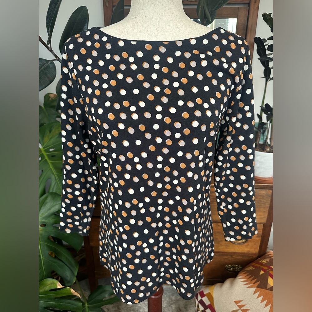 Lands End women’s 100% cotton long sleeve polka dot crew neck size medium 10-12